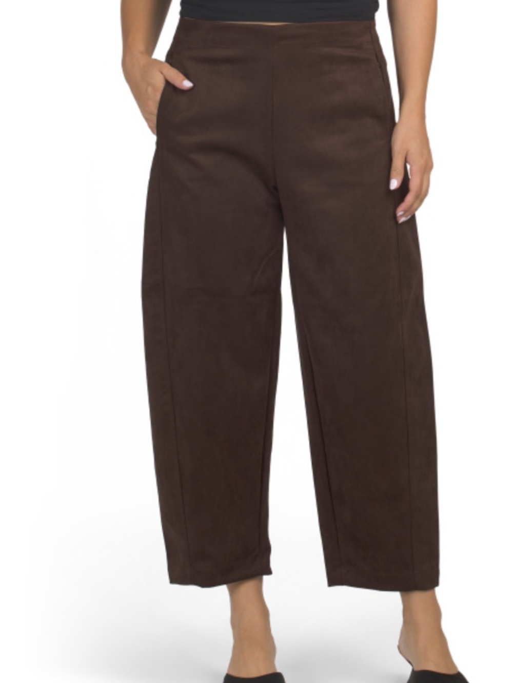 Max Studio Barrel Cropped Pants in Chocolate Brown